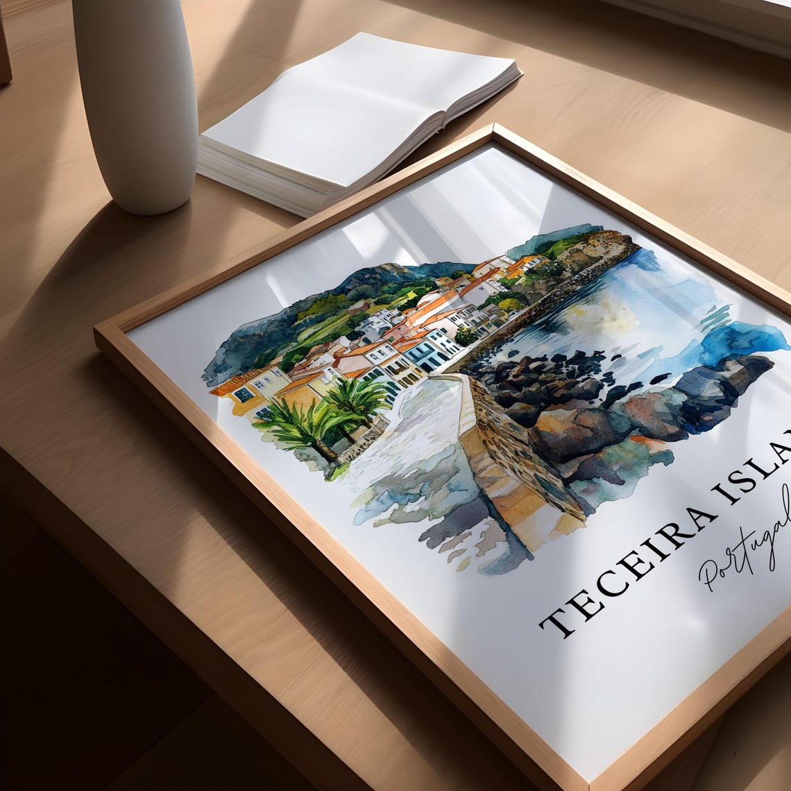 Teceira Island Watercolor Travel Poster, Portugal - Image 4