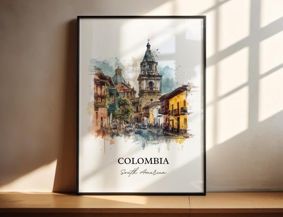 Colombia Wall Art Print Watercolor Country Gift Travel Poster Housewarming