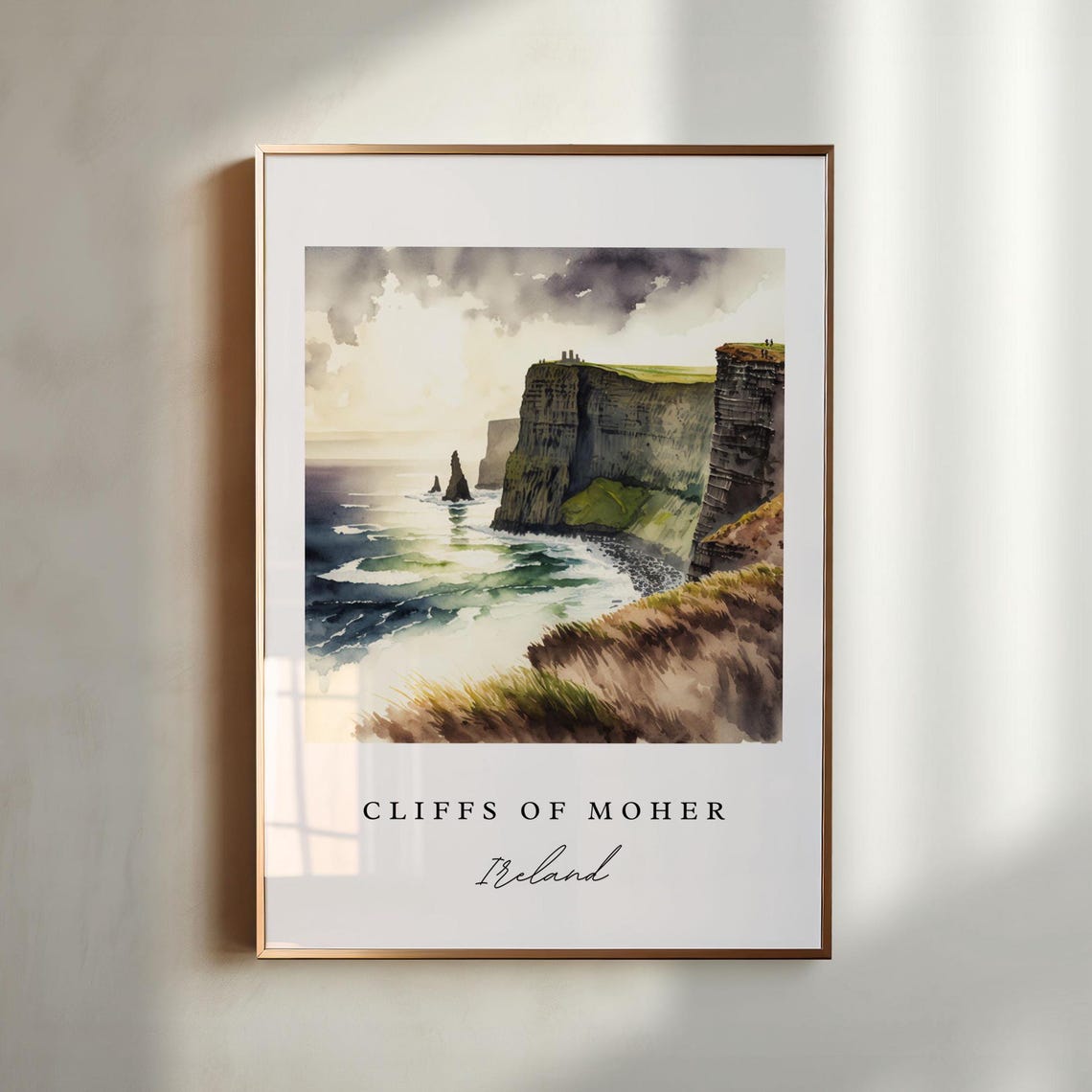 Cliffs Of Moher Ireland Watercolor Travel Poster