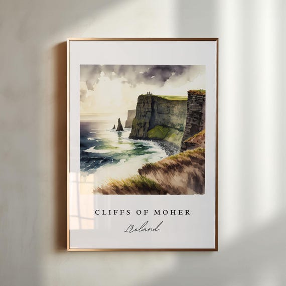 Cliffs Of Moher Ireland Watercolor Travel Poster