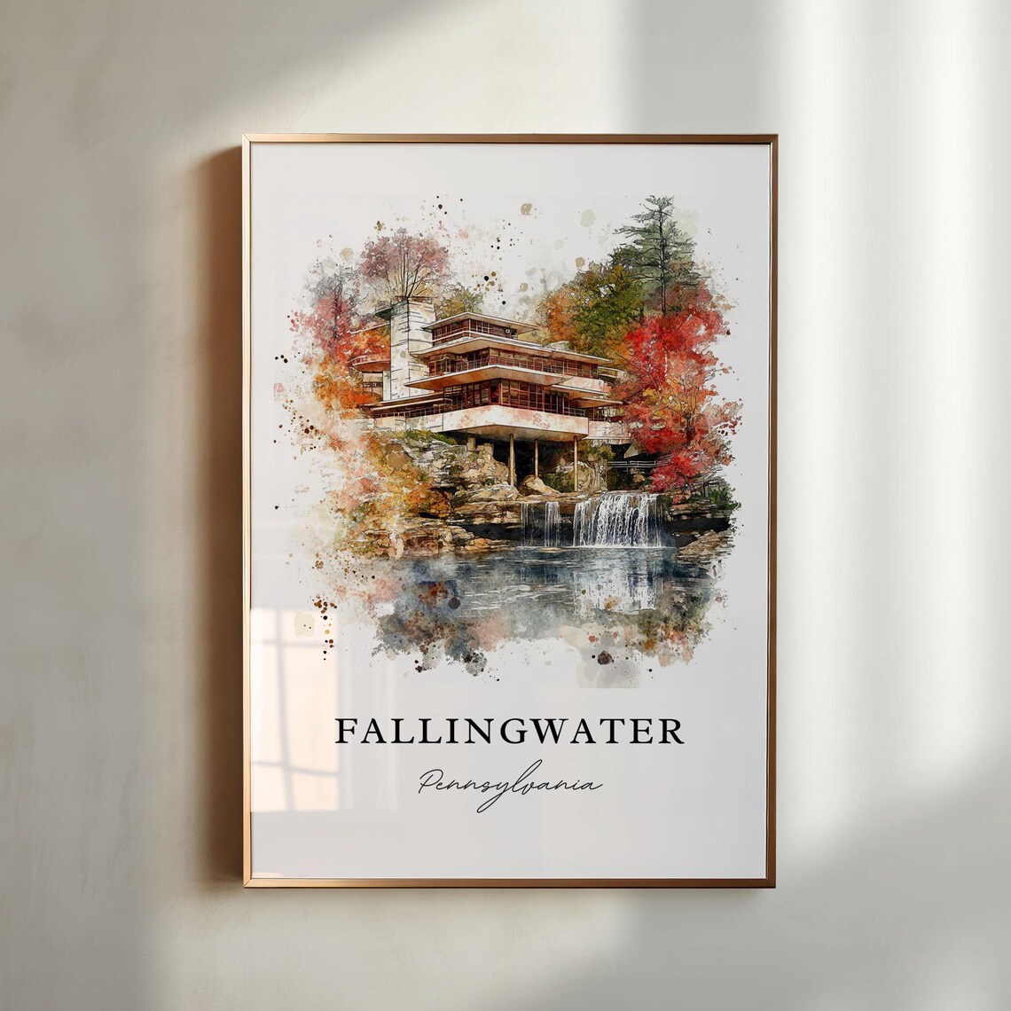 Fallingwater, PA Travel Poster, House at Mill Run