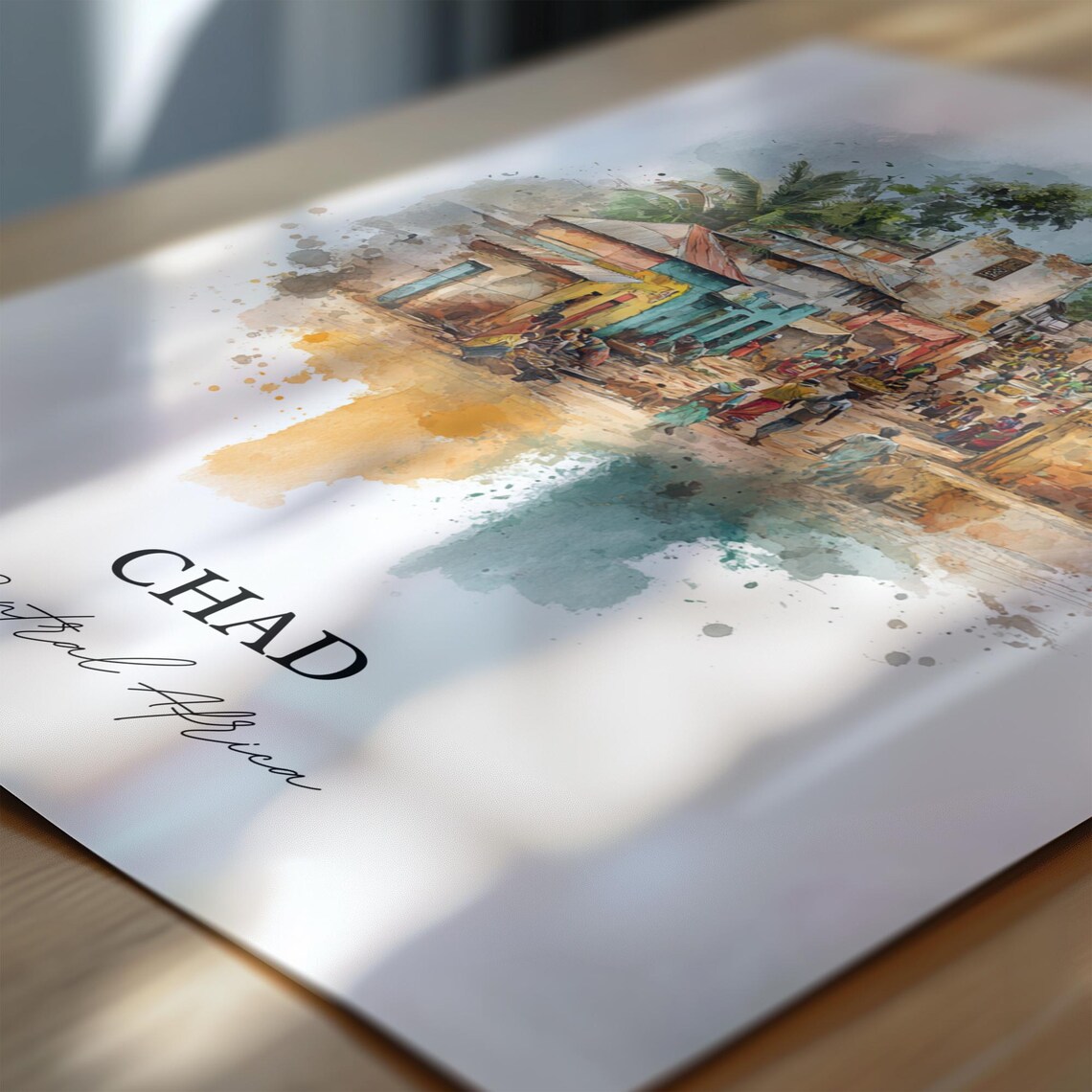 Chad Watercolor Travel Poster, Central Africa - Image 6