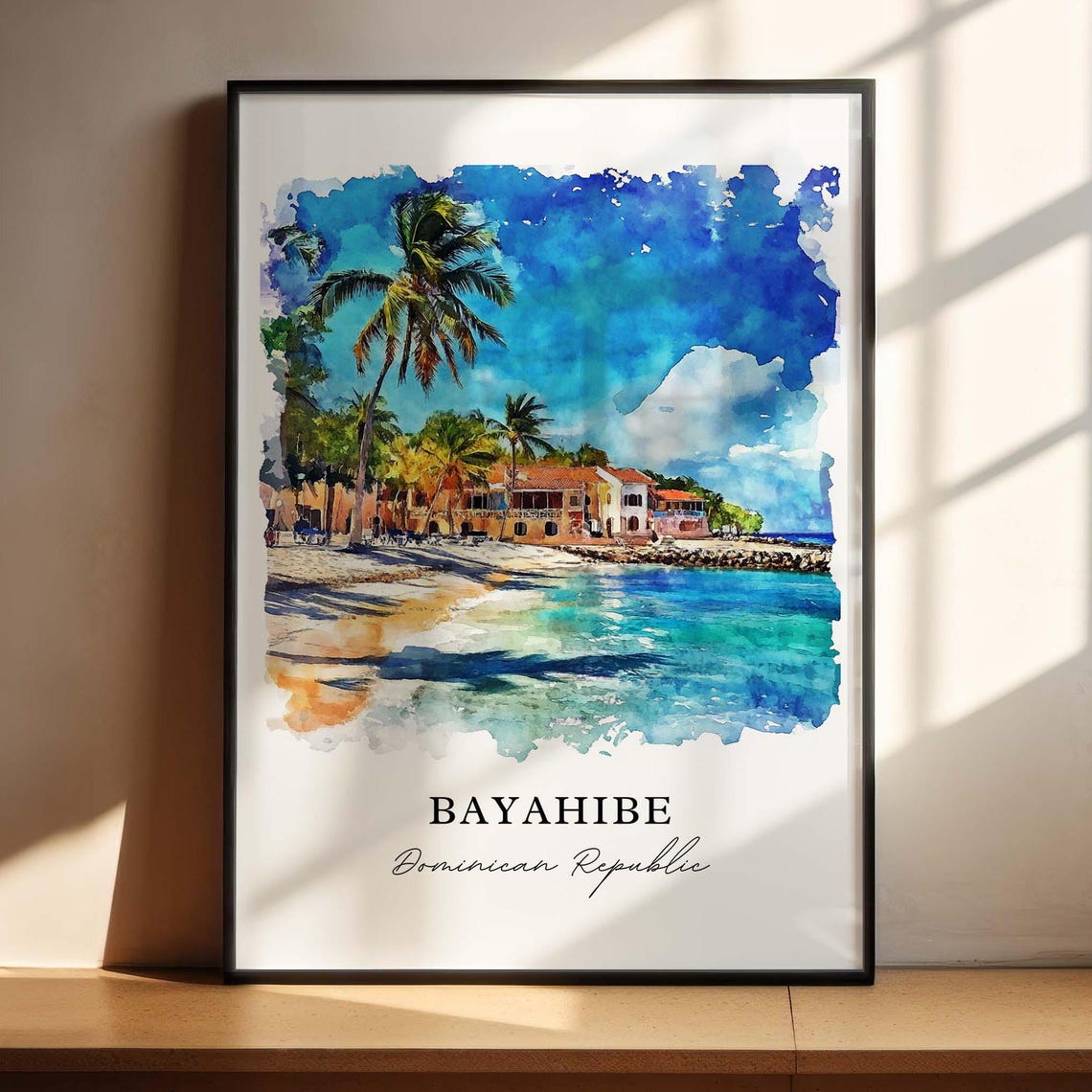 Bayahibe Dominican Republic Beach Palms Watercolor Caribbean Poster