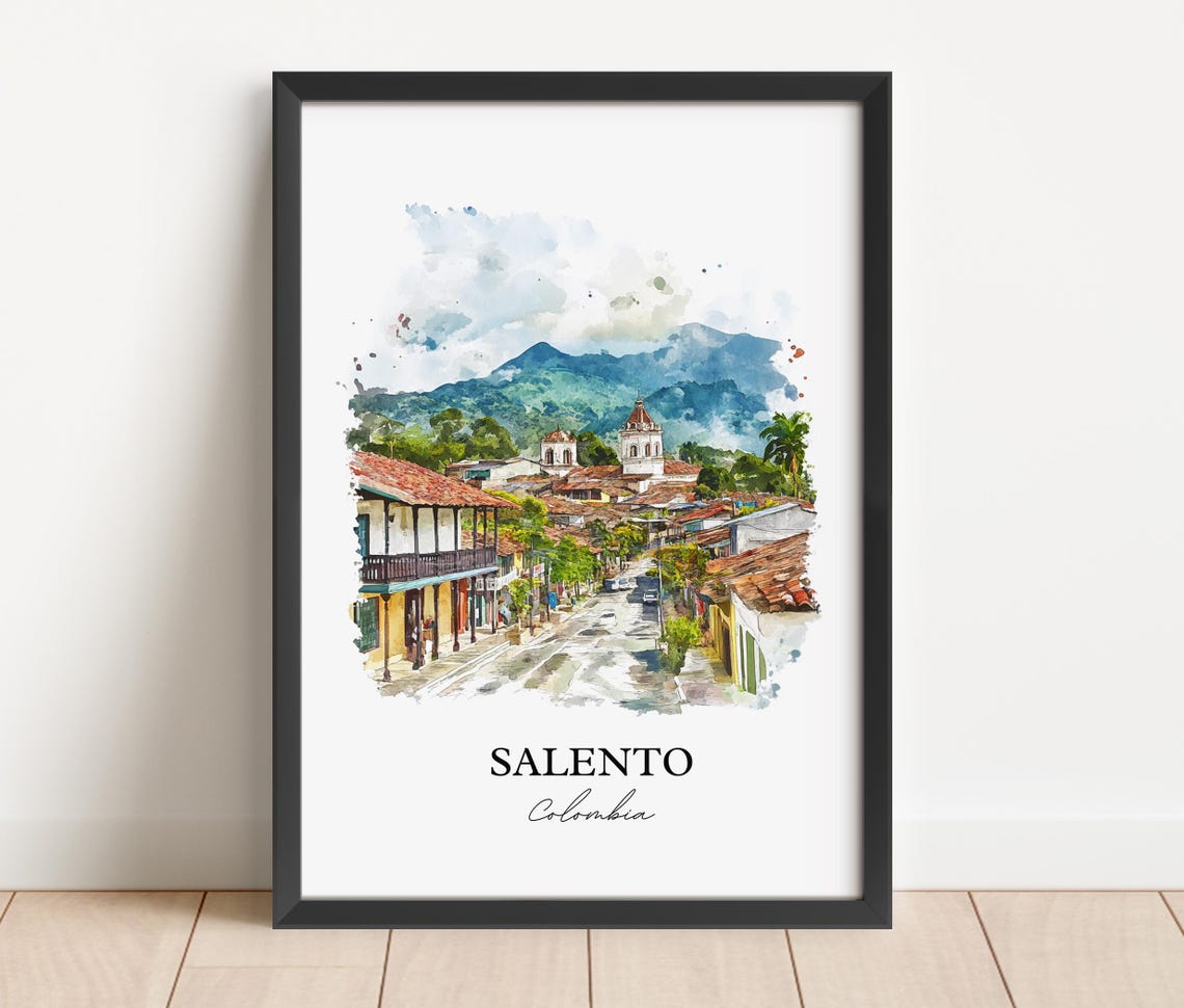 Salento Colombia Wall Art Bogot Print Watercolor Gift Travel Poster Housewarming - Image 4