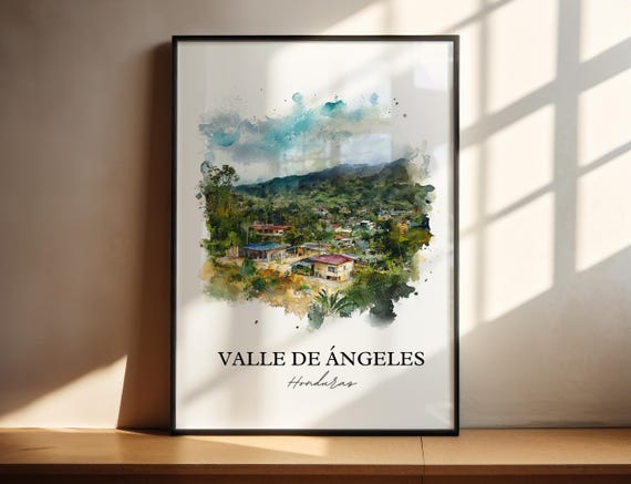 Valle De Ngeles Wall Art Honduras Print Watercolor Gift Travel Poster Housewarming