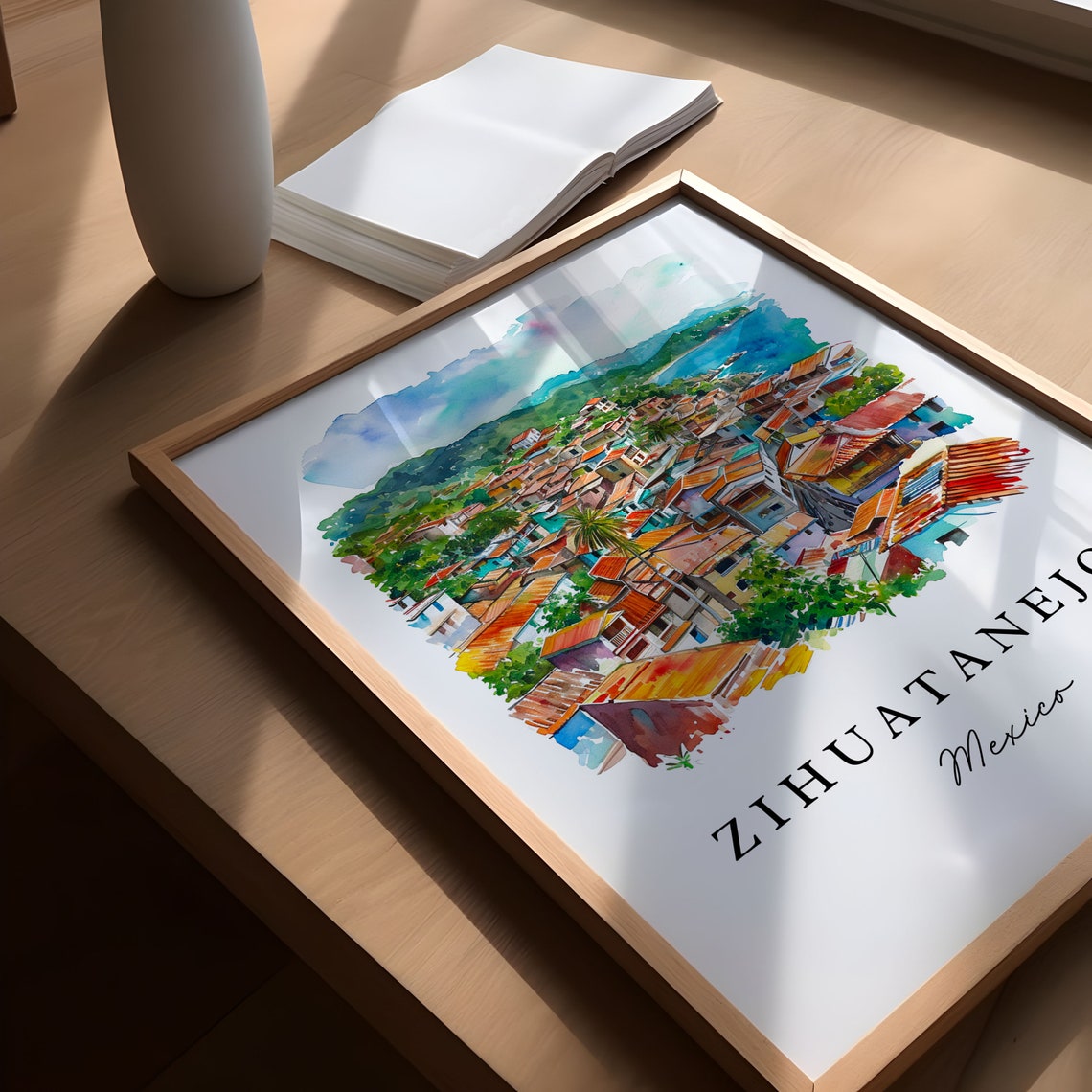 Zihuatanejo Mexico Travel Poster, Custom Text - Image 5