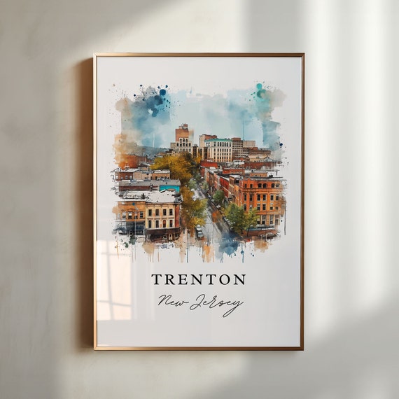 Trenton Nj Wall Art New Jersey Print Wedding Gift Birthday Present Custom Text Perfect