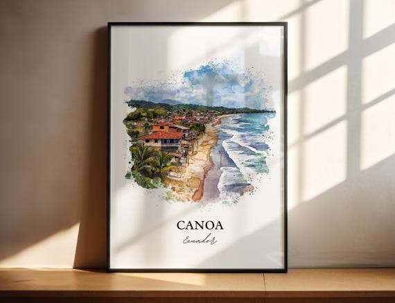 Canoa Ecuador Wall Art Manab Province Print Watercolor Gift Travel Poster Housewarming