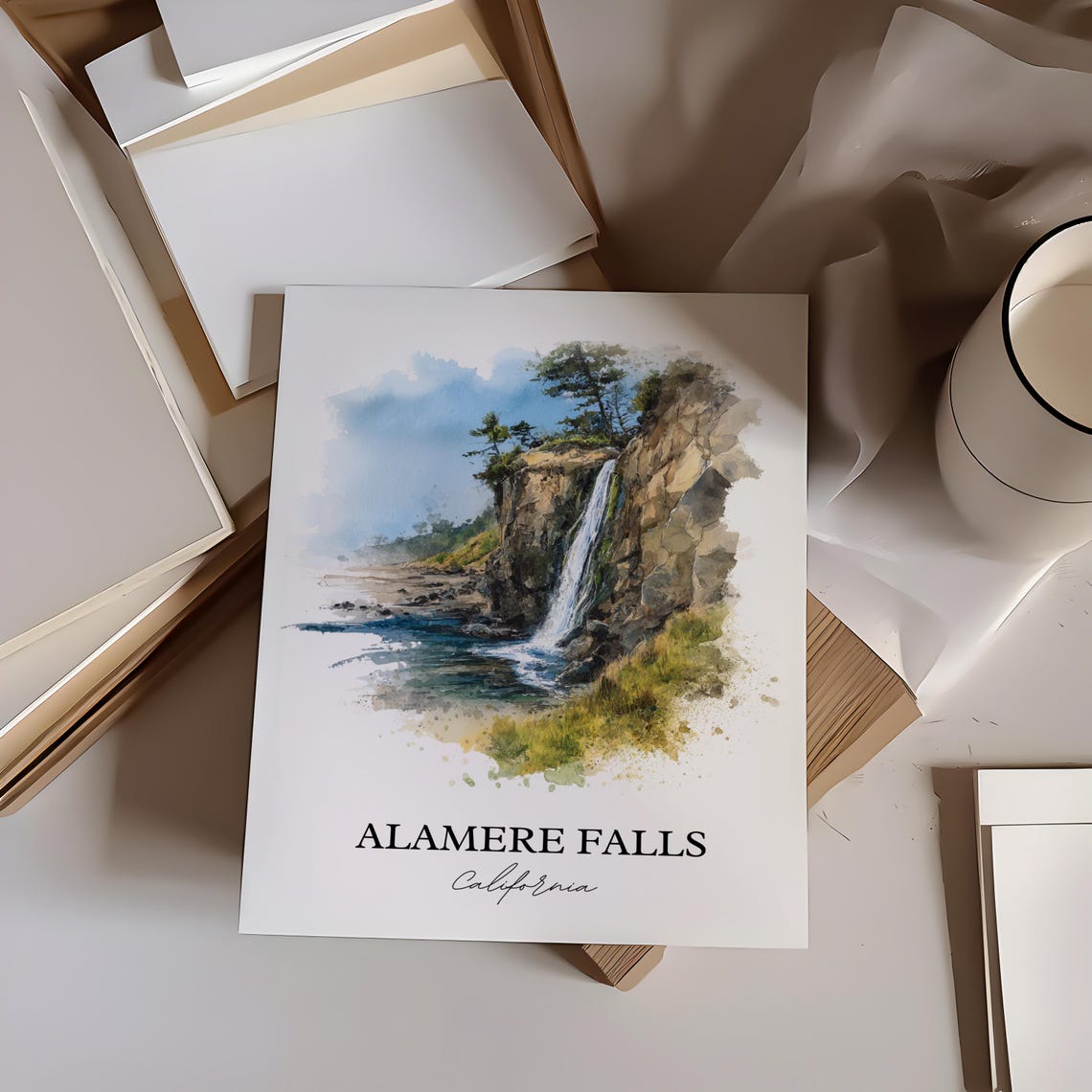 Alamere Falls California Point Reyes Seashore Waterfall Travel Poster - Image 2