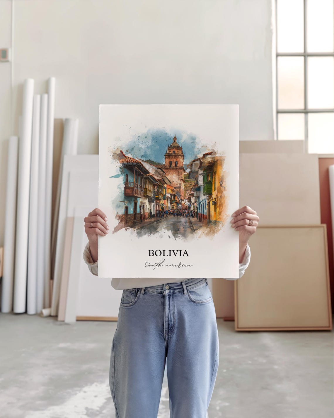 Bolivia Wall Art Print Watercolor Country Gift Travel Poster Housewarming - Image 4