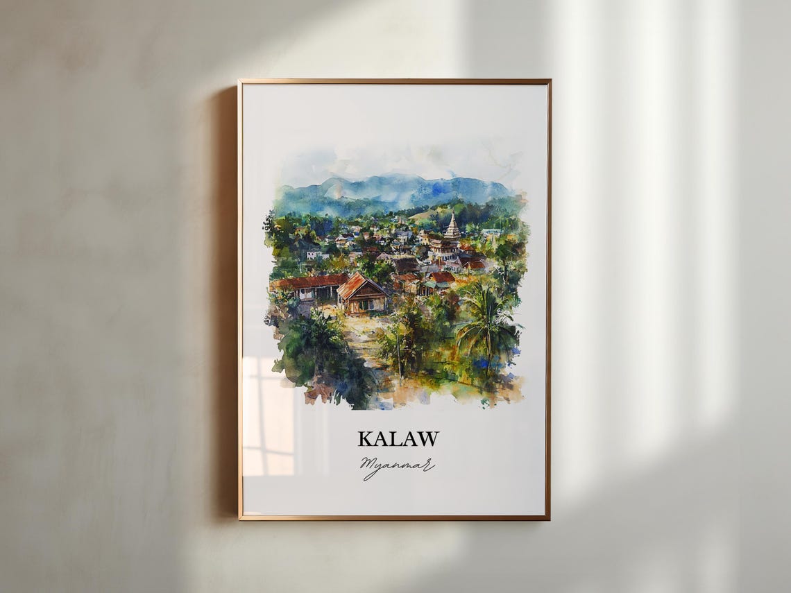 Kalaw Myanmar Watercolor Hillside Town Mountain Landscape Poster - Image 5