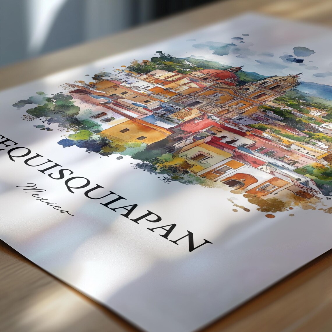 Tequisquiapan Mexico Watercolor Church Red Domes Town View Poster - Image 6