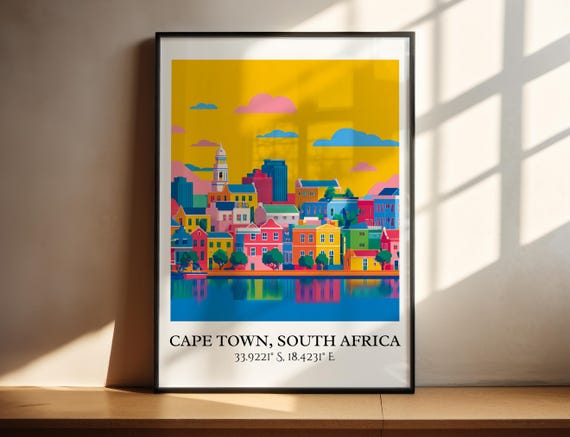 Cape Town Art Retro Travel Home Decor Gift South Africa Prints Housewarming