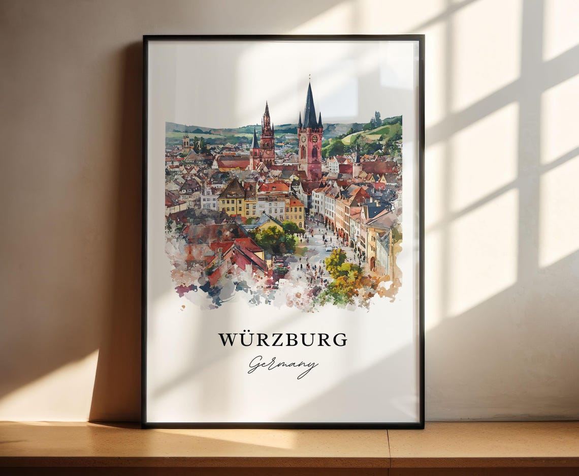 Wurzburg Bavaria Watercolor Travel Poster Art Print - Image 3