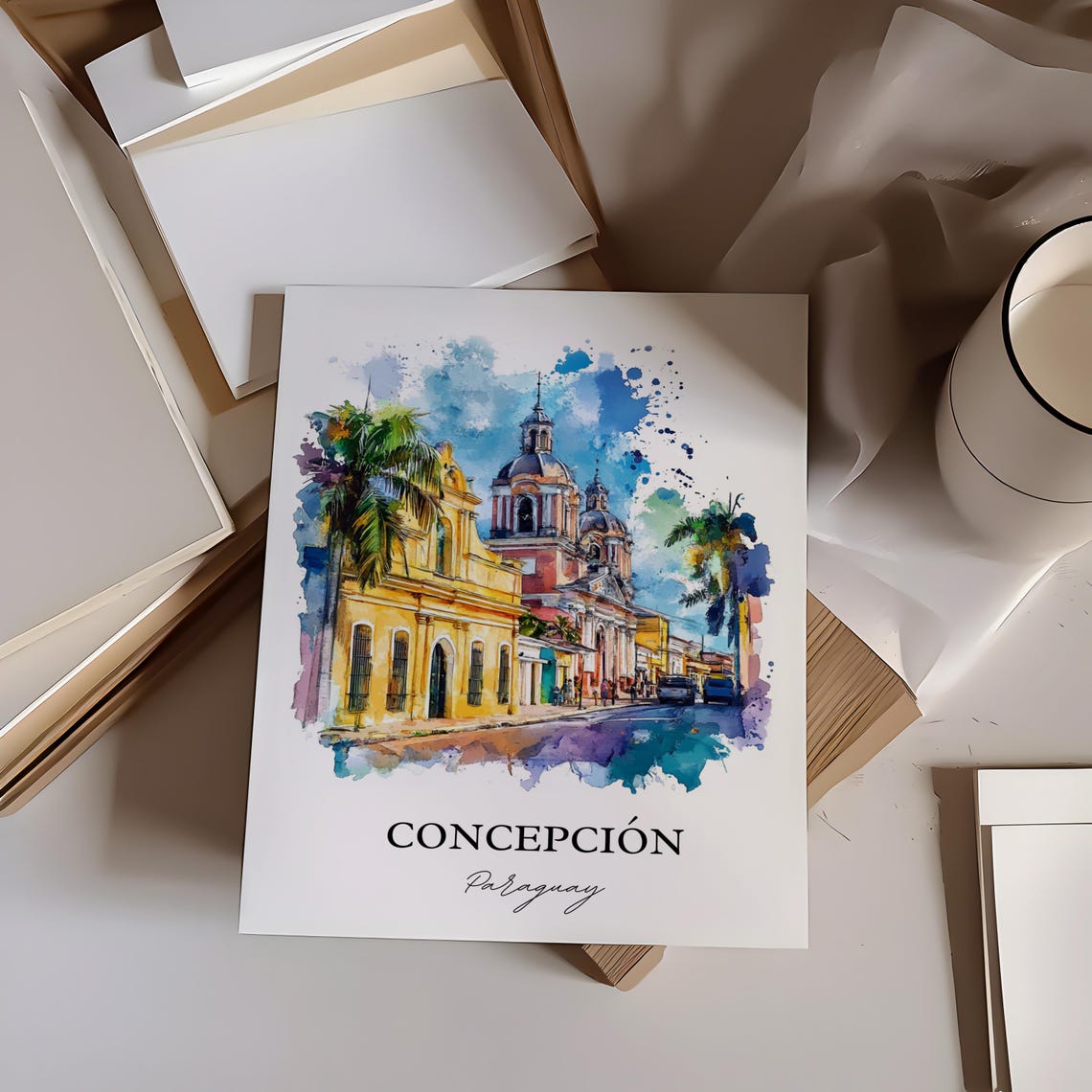 Concepcin Paraguay Wall Art River Print Watercolor Gift Travel Poster Housewarming - Image 5