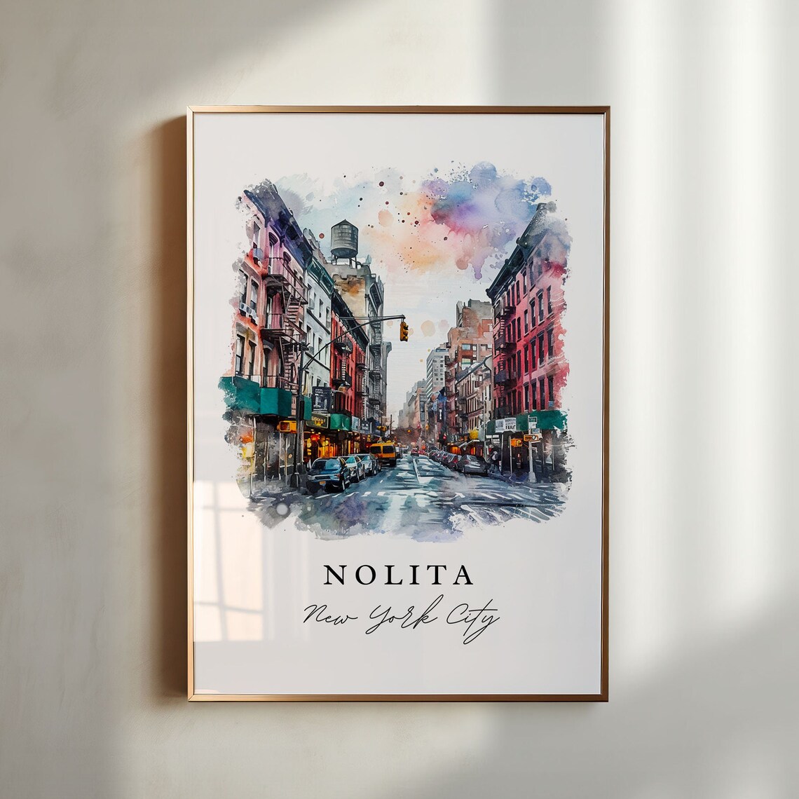 Nolita New York City Street Watercolor Manhattan Travel Poster