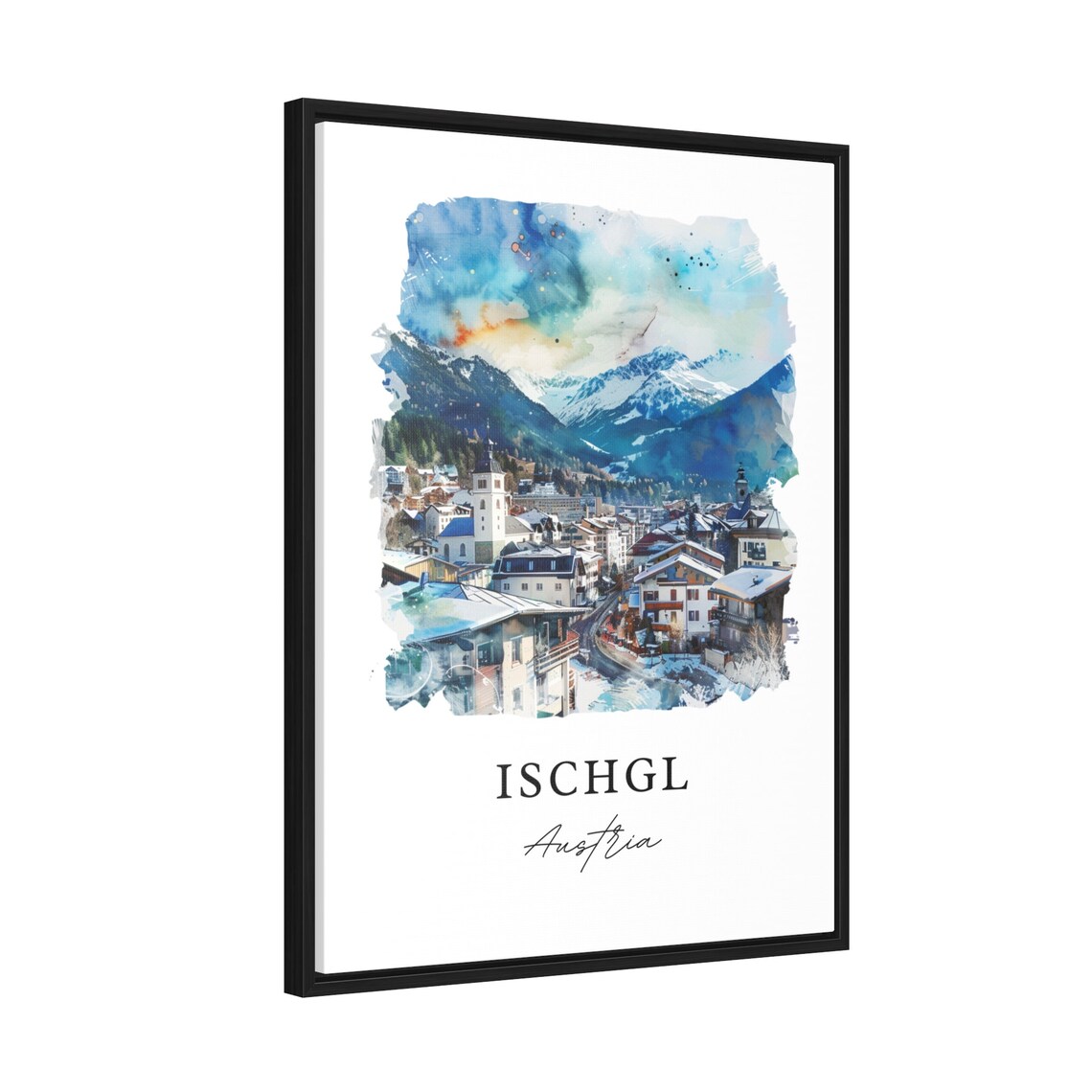 Ischgl Austria Watercolor Alpine Ski Resort Mountain Town Poster - Image 2
