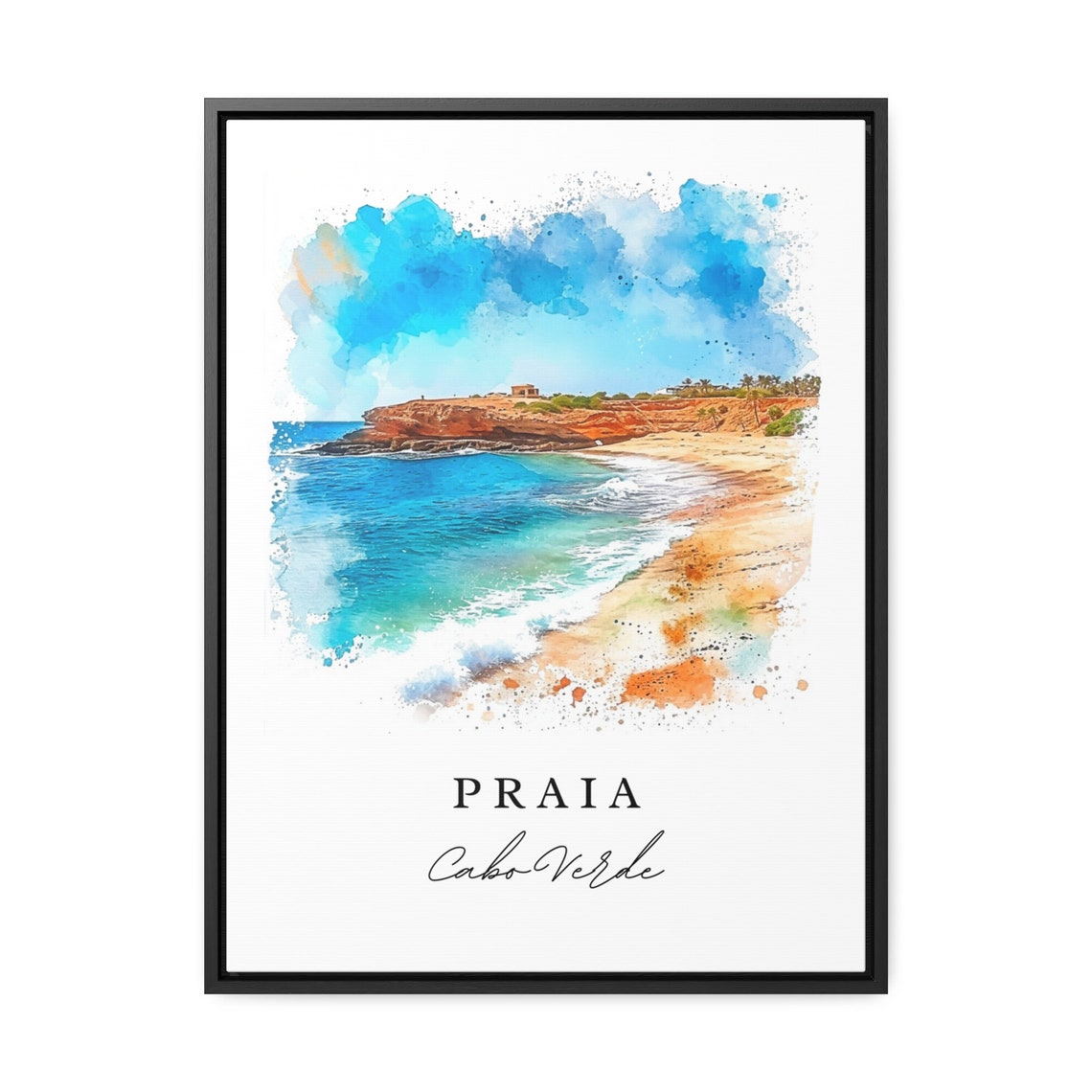 Praia Cape Verde Wall Art Cabo Print Africa Wedding Gift Birthday Present Custom Text Perfect - Image 3