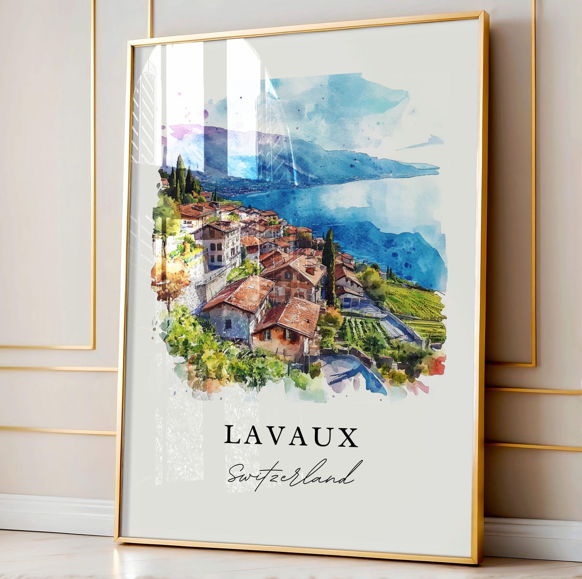 Lavaux Switzerland Watercolor Travel Poster, Region - Image 4