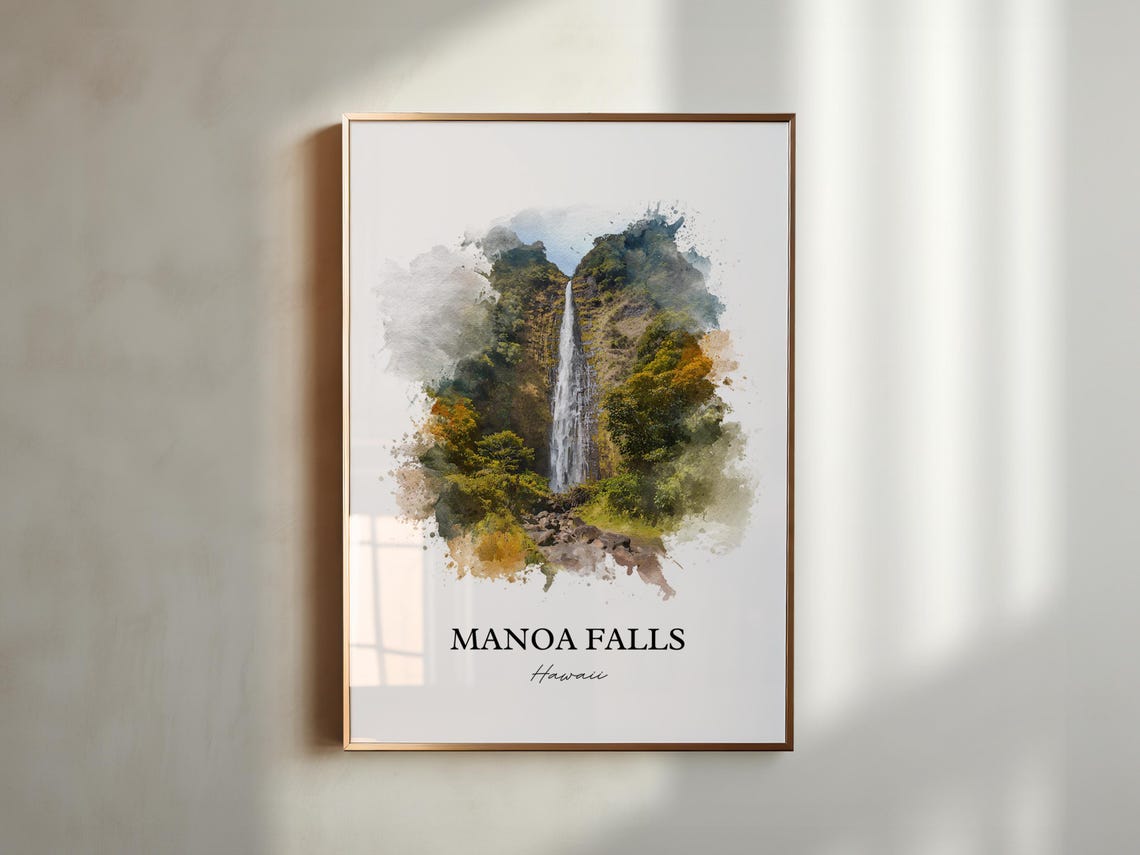 Manoa Falls Hawaii Lush Tropical Rainforest Waterfall Art Poster - Image 3