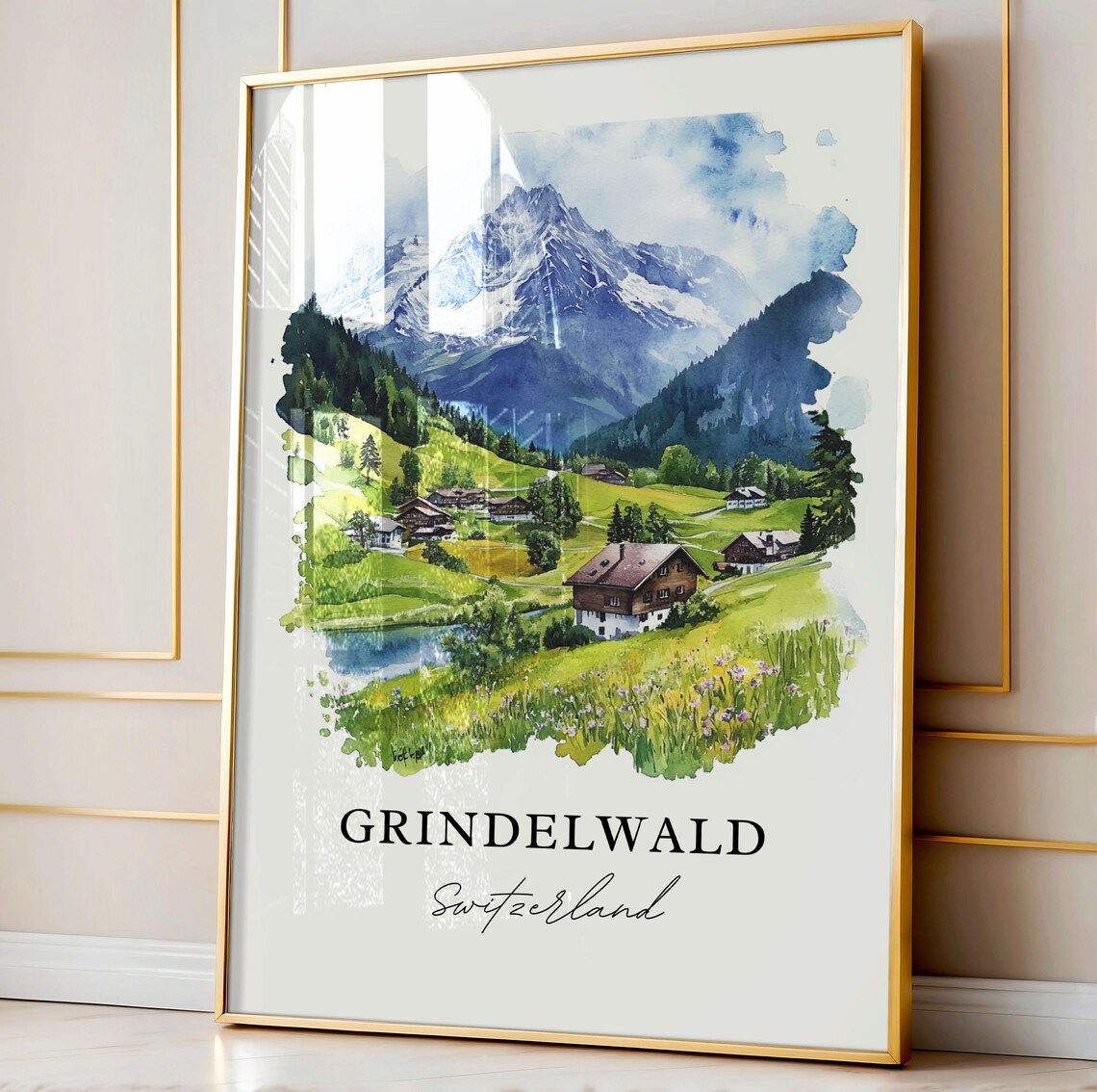 Grindelwald, Switzerland Travel Poster, Bernese Alps - Image 2