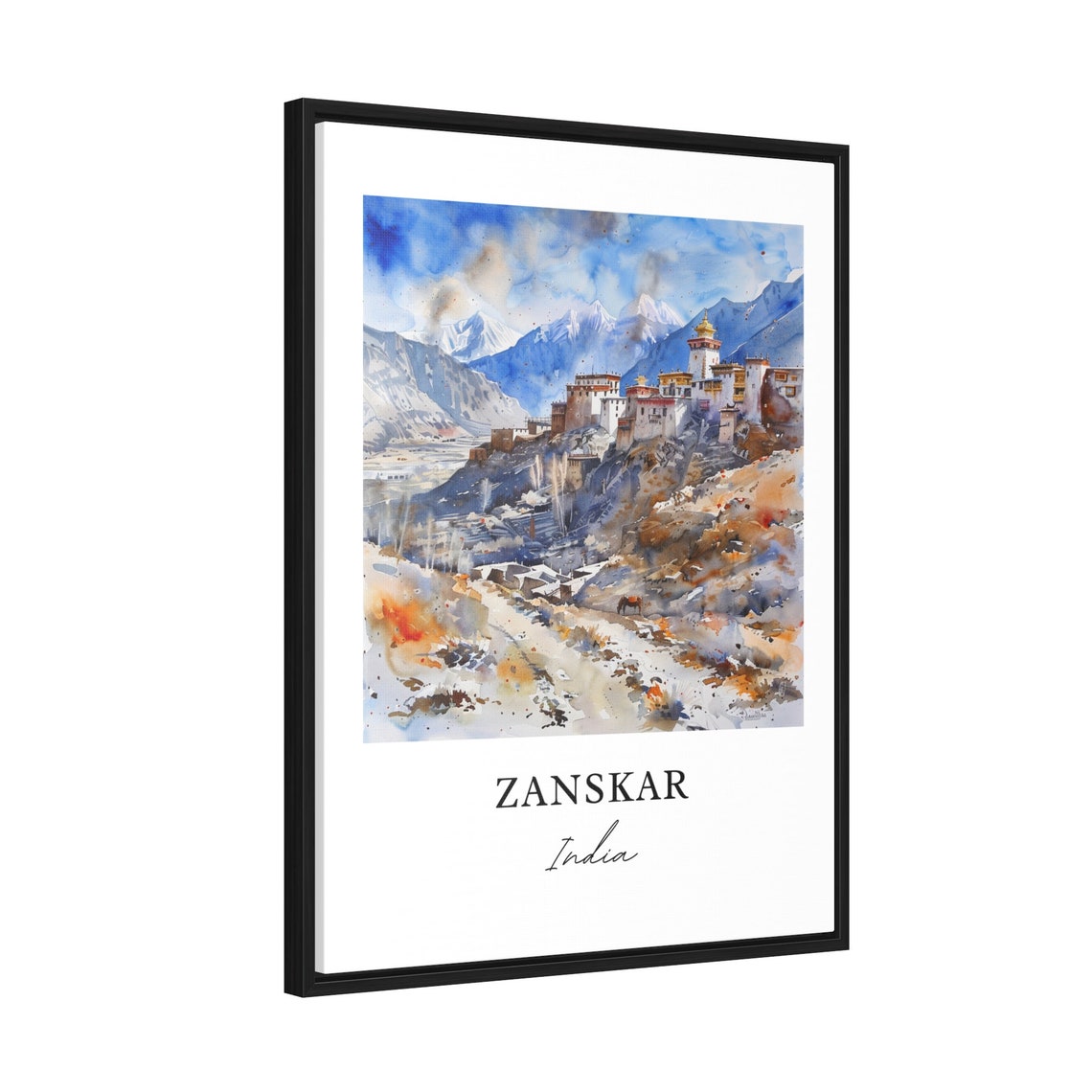 Zanskar India Himalayan Monastery Peaks Watercolor Travel Poster - Image 2