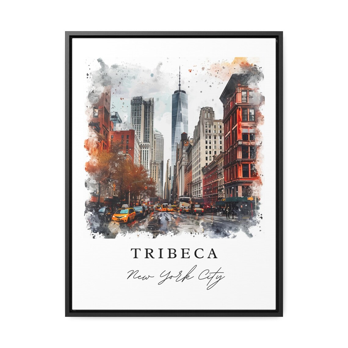 Tribeca New York City Downtown Skyline Watercolor Street Poster - Image 2