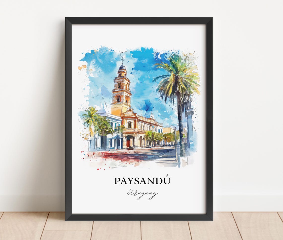 Paysand Wall Art Uruguay Print Watercolor Gift Travel Poster Housewarming - Image 4