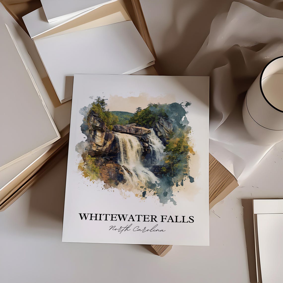 Whitewater Falls North Carolina Cliff Waterfall Travel Poster - Image 2
