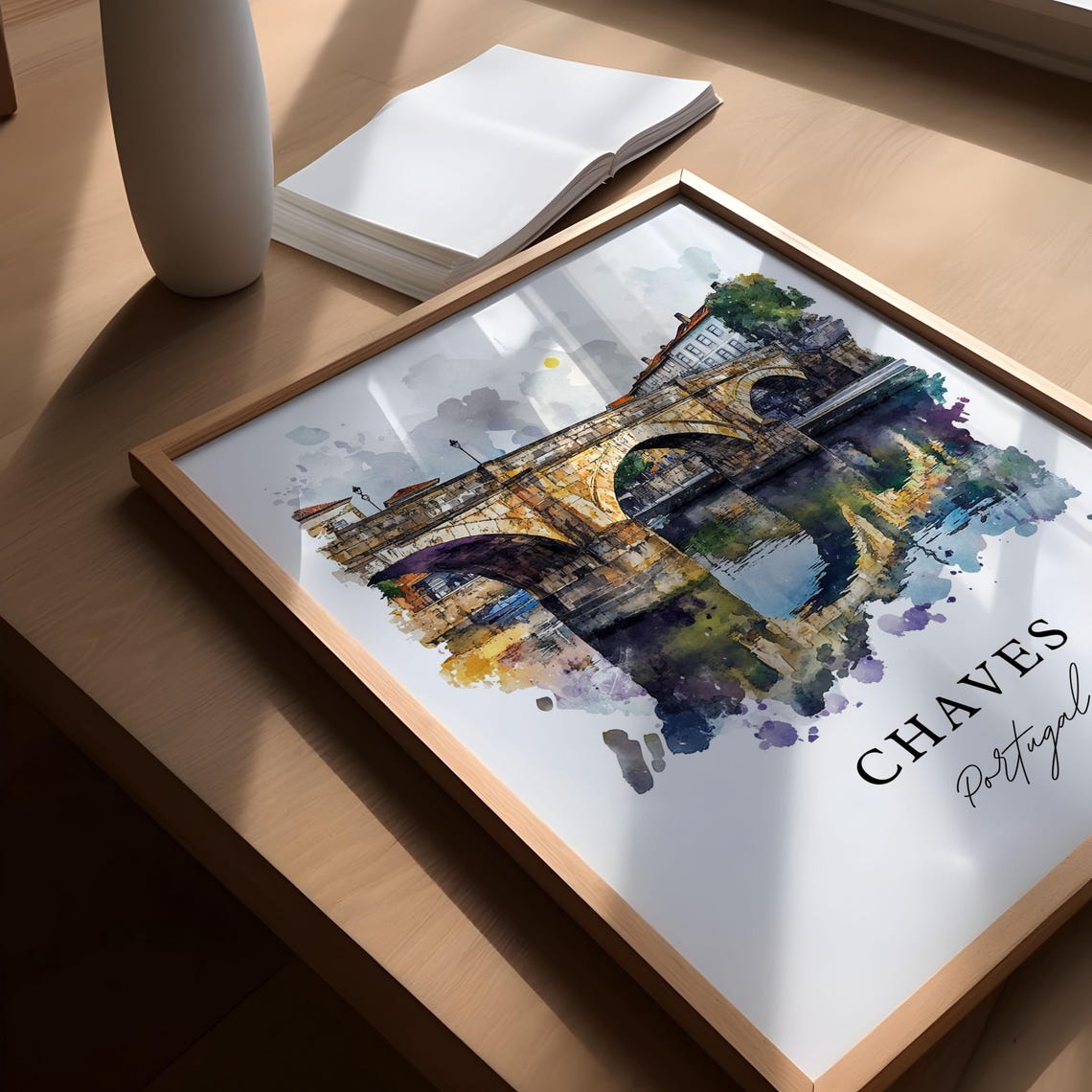 Chaves Portugal Watercolor Travel Poster, Vila Real - Image 4