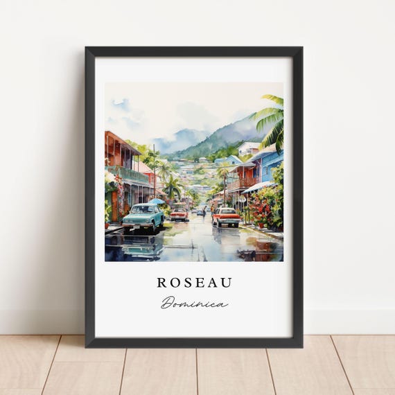 Roseau Dominica Wall Art Dominica Roseau Poster Roseau Wedding Gift Birthday Present Custom Text Personalized Gift