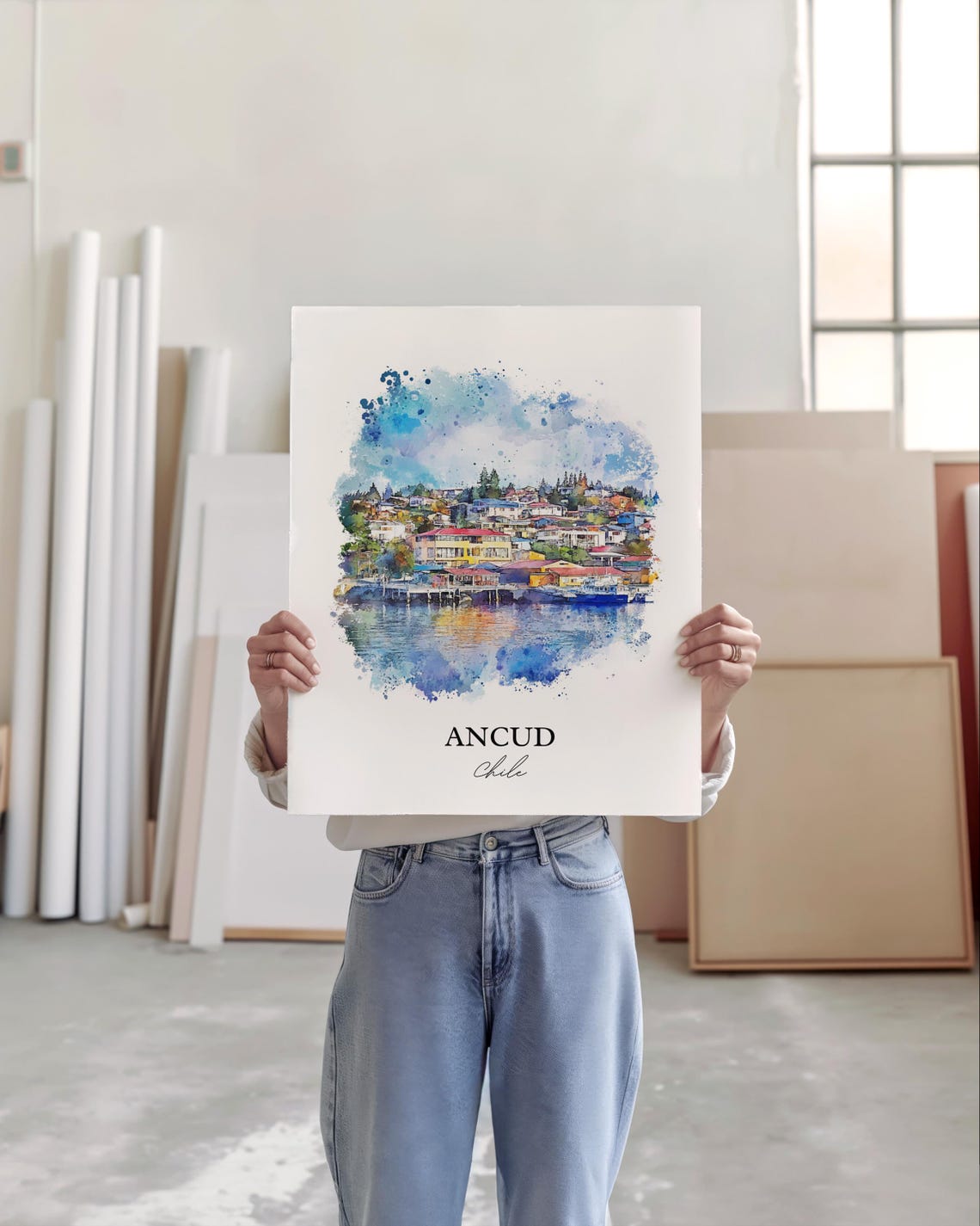 Ancud Chile Wall Art Chilo Island Print Watercolor Gift Travel Poster Housewarming - Image 3