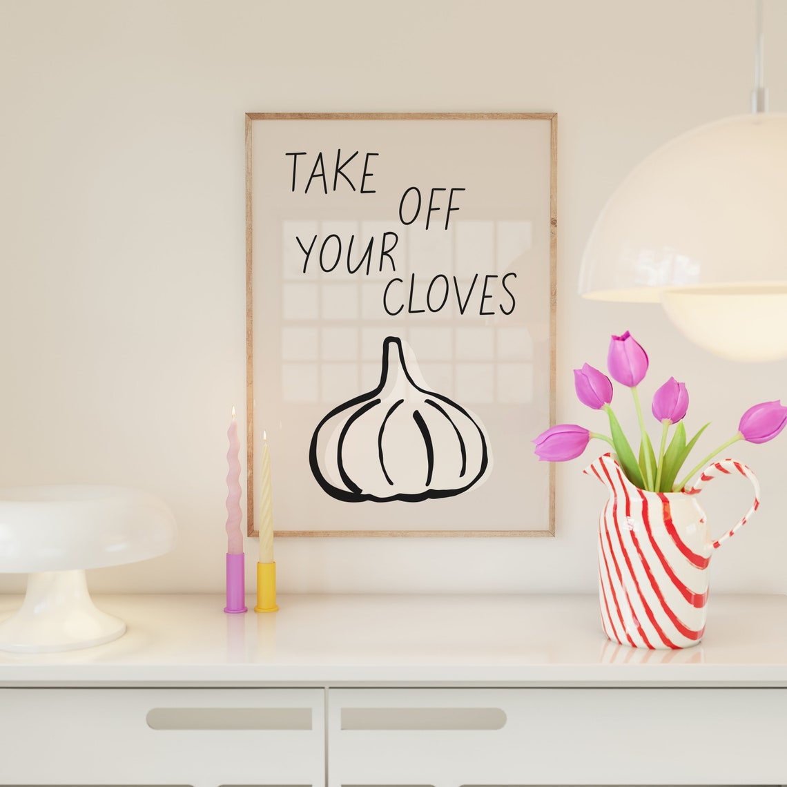 Take Off Your Cloves Funny Garlic Pun Kitchen Quote Decor Poster - Image 3