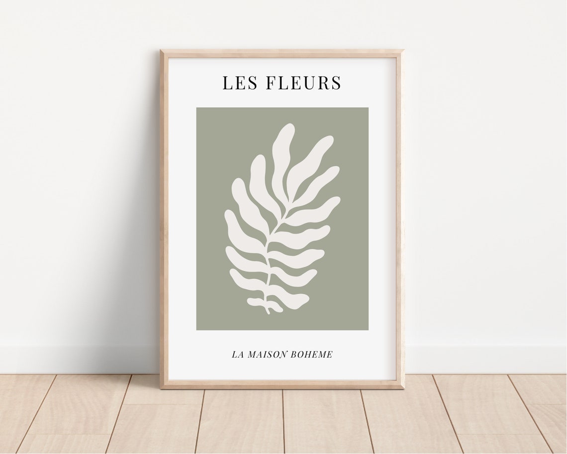 Les Fleurs Botanical Fern Sage Green Minimalist Style Poster