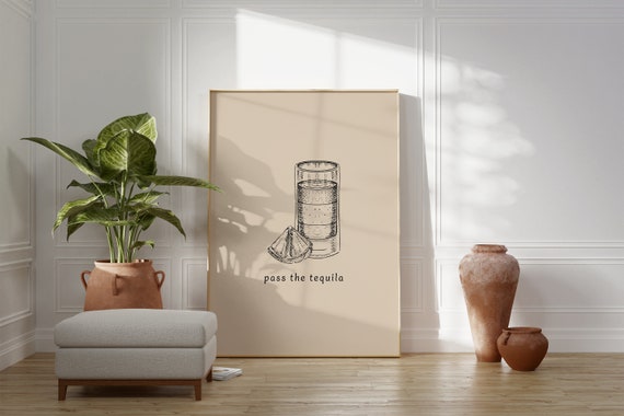 Pass The Tequila Bar Print, Drinks Wall Art