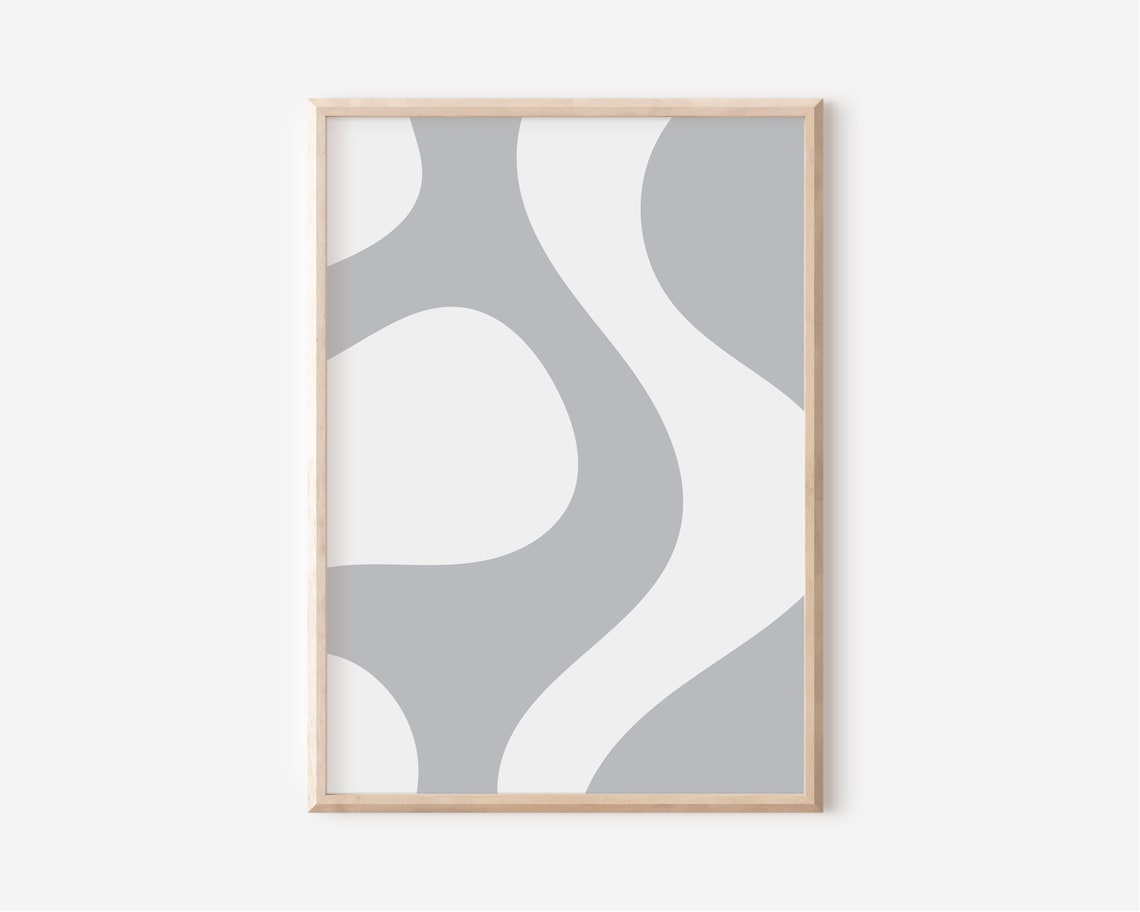 Grey Wavy Organic Curves Abstract Neutral Modern Minimalist Poster - Image 5