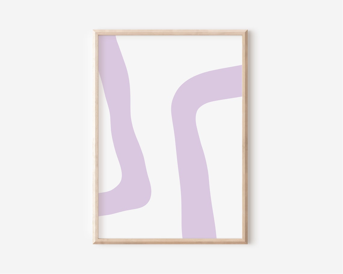 Lilac Wavy Lines Minimalist Abstract Soft Purple Modern Art Poster