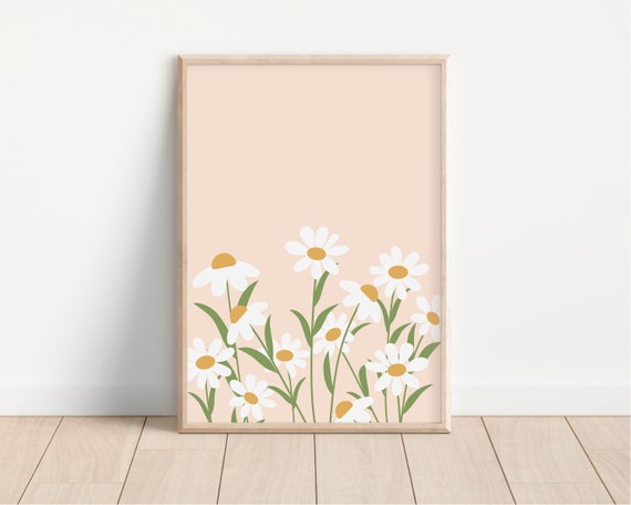Daisy Nursery Wall Art, Boho Floral Poster