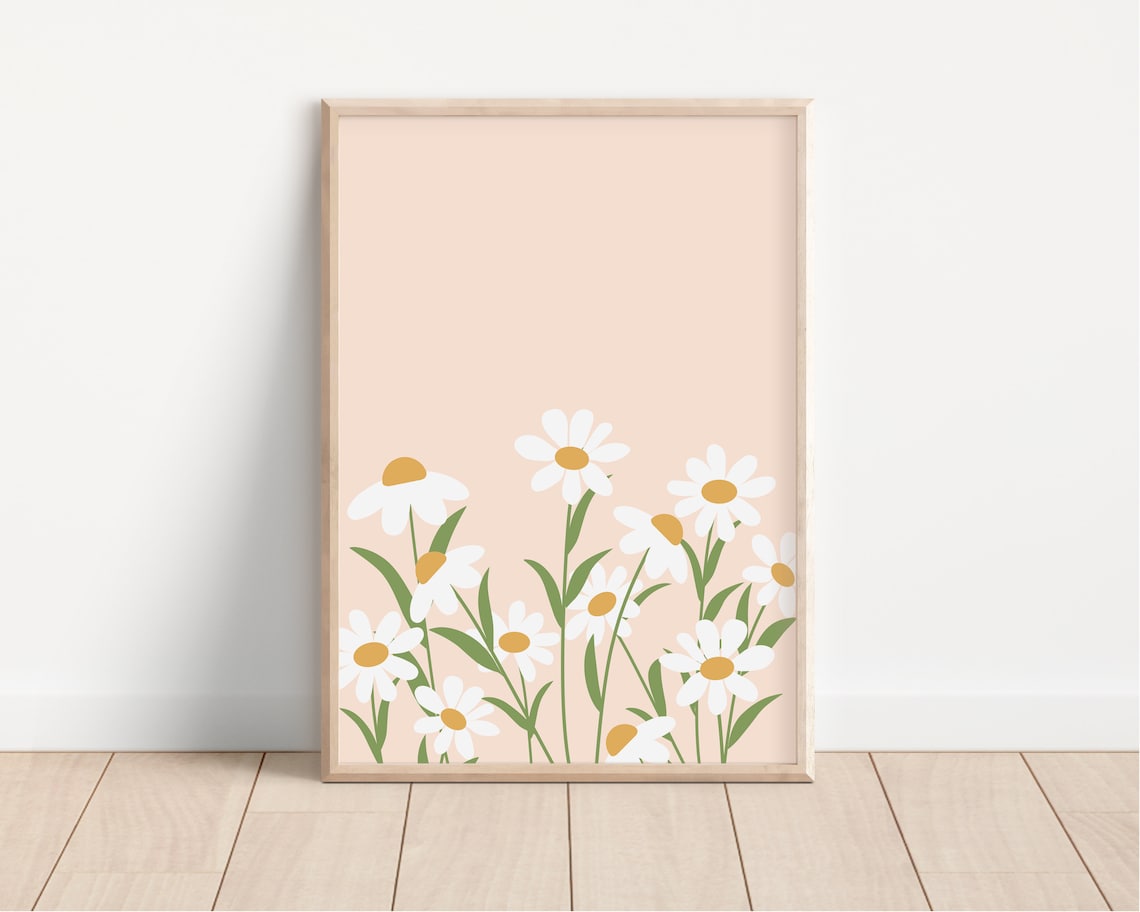 Daisy Nursery Wall Art, Boho Floral Poster