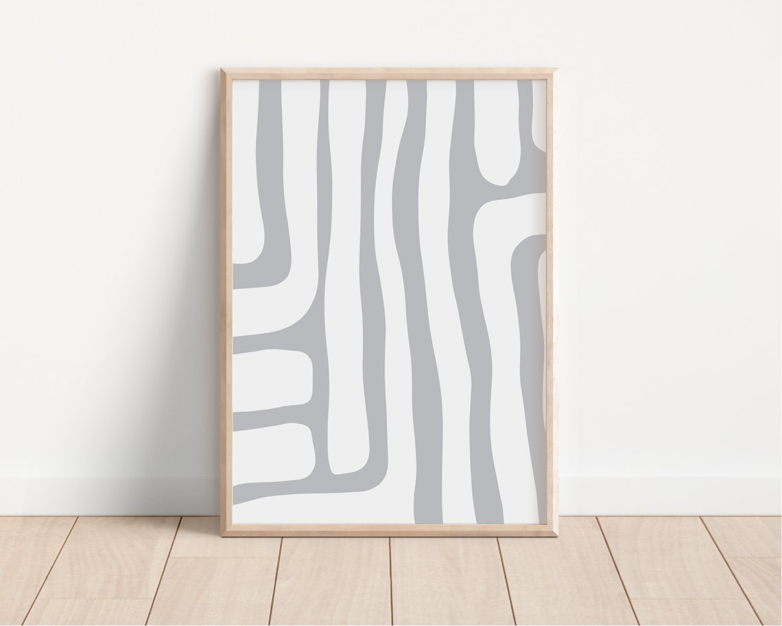Grey Wavy Vertical Lines Organic Abstract Minimalist Neutral Poster - Image 2