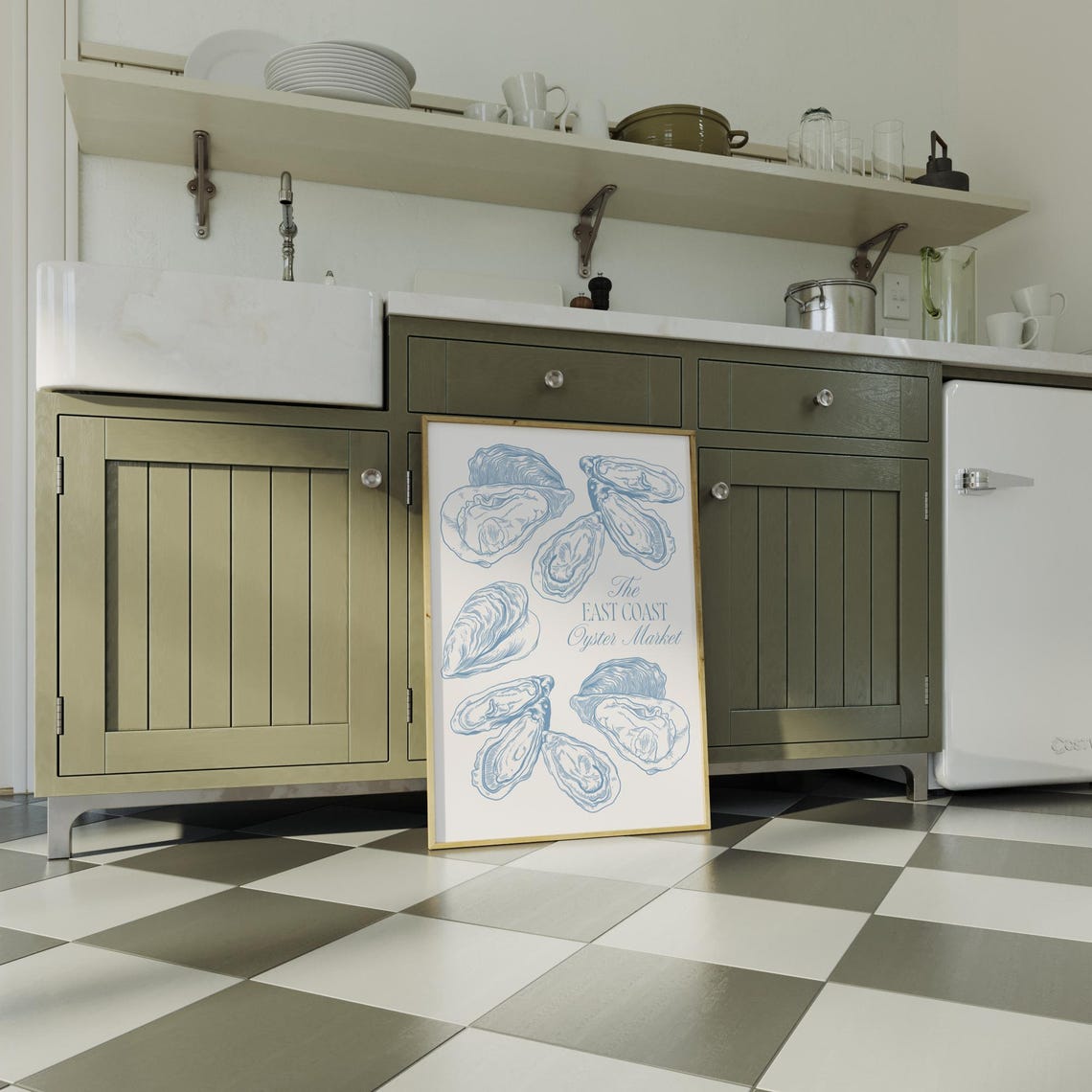 The East Coast Oyster Market Blue Oyster Sketch Kitchen Art Poster - Image 3