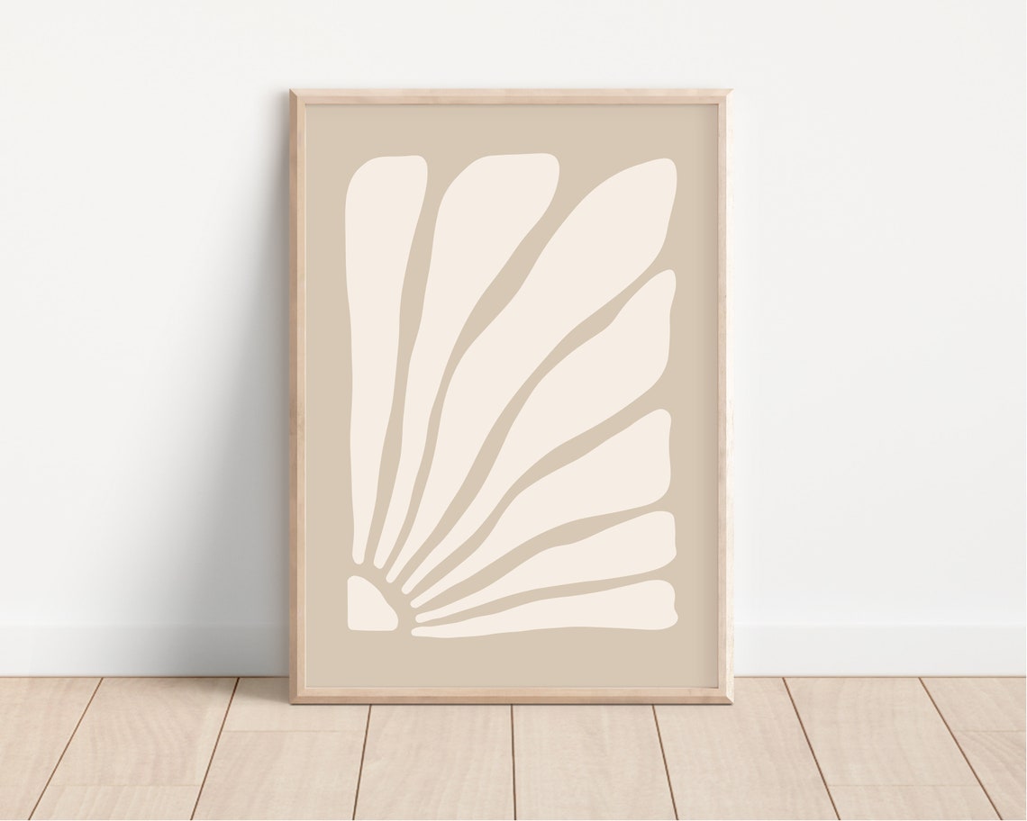 Beige Palm Leaf Fan Organic Minimal Botanical Living Room Poster - Image 3