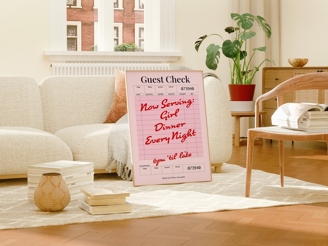 Guest Check Girl Dinner Aesthetic Kitchen Art Print - Image 3