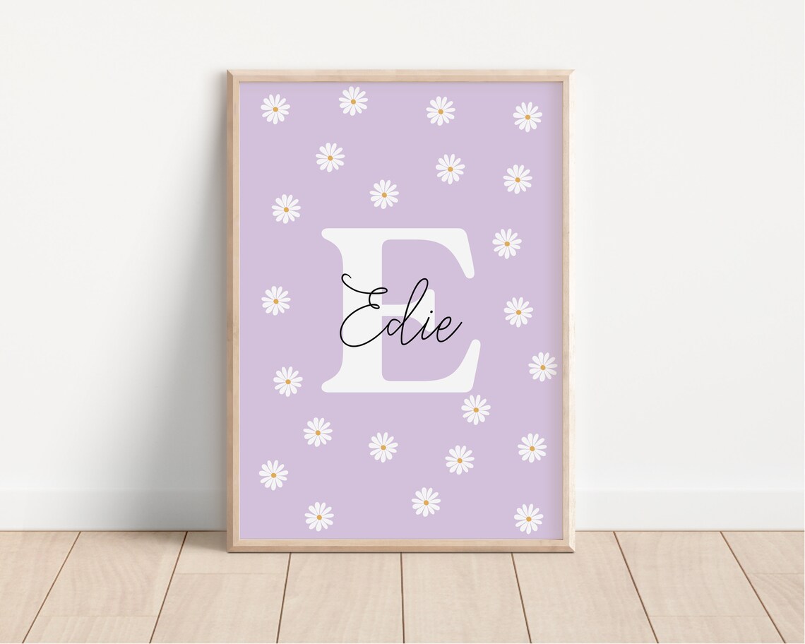 Daisy Print, Personalized Nursery Wall Art - Image 2