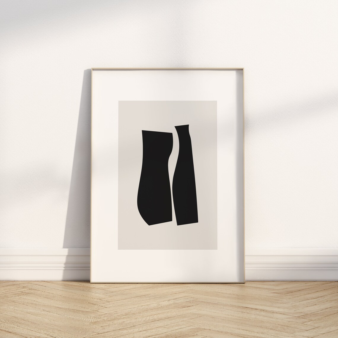 Neutral Abstract Organic Black Shapes Minimalist Modern Art Poster - Image 3
