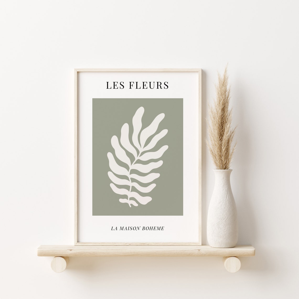 Les Fleurs Botanical Fern Sage Green Minimalist Style Poster - Image 2
