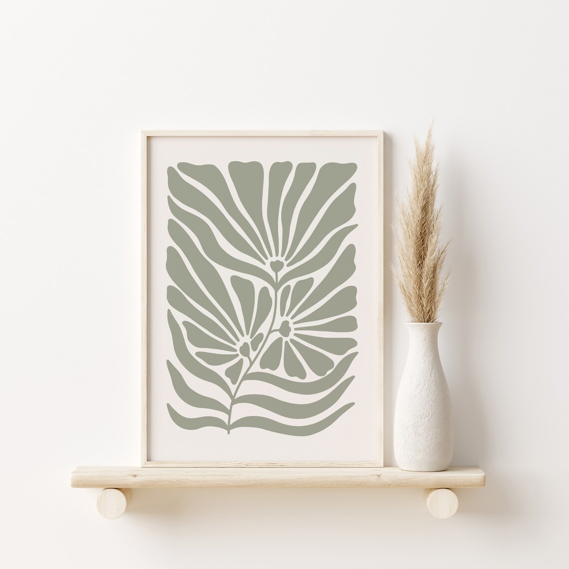 Sage Green Abstract Botanical Flowers Organic Minimalist Art Poster - Image 5