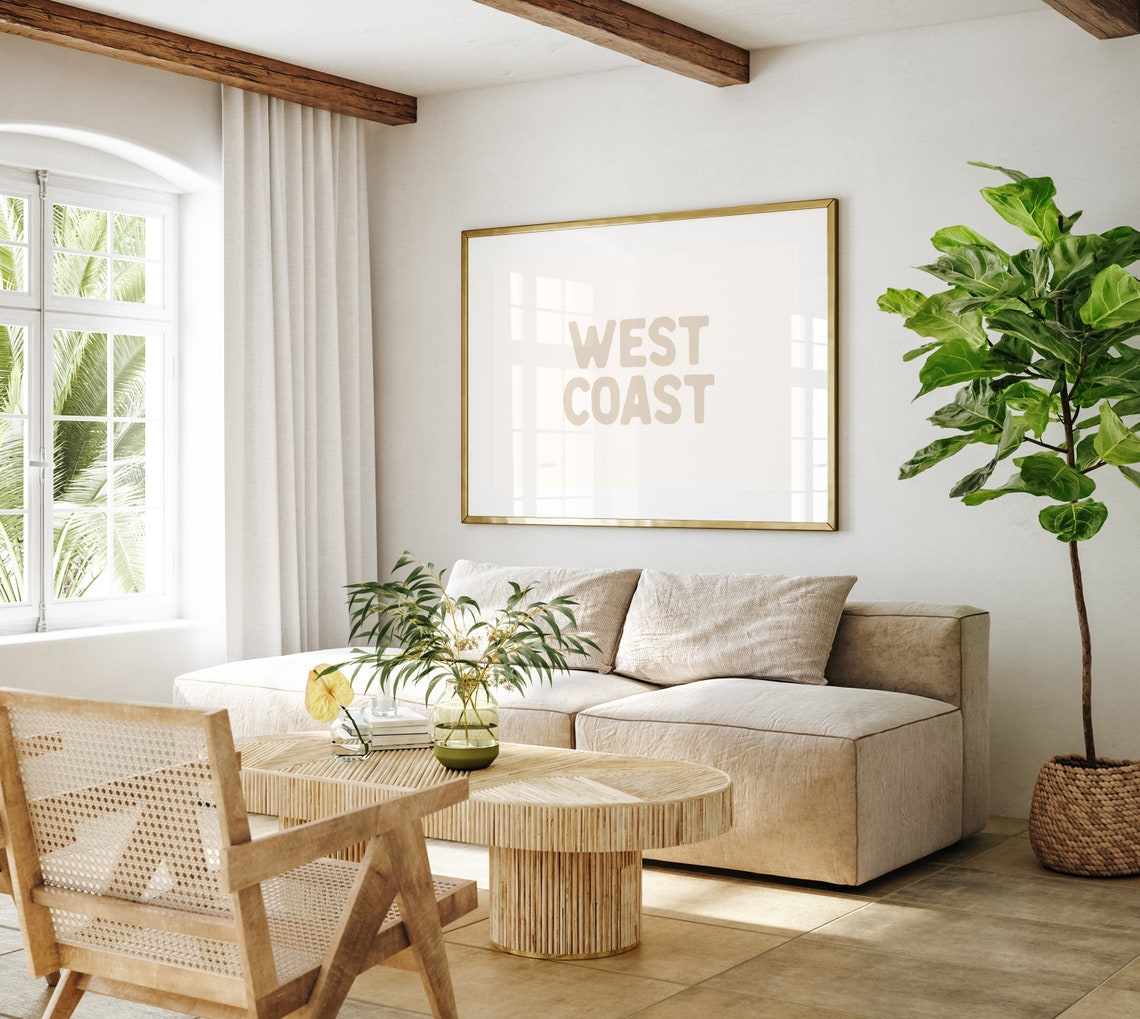 West Coast Tan Retro Typography Cream Beach House Quote Poster - Image 3