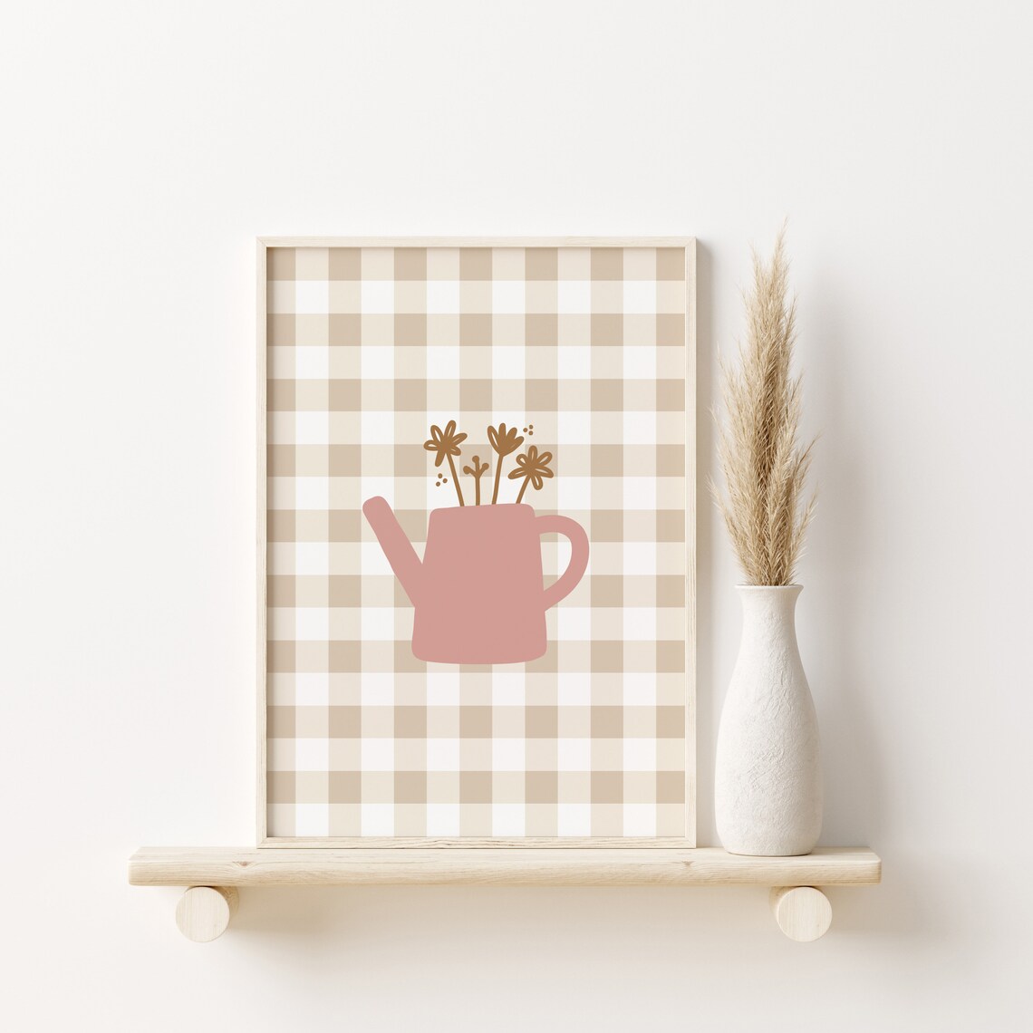 Gingham Teapot Flower Print, Girls Room Wall Art - Image 2