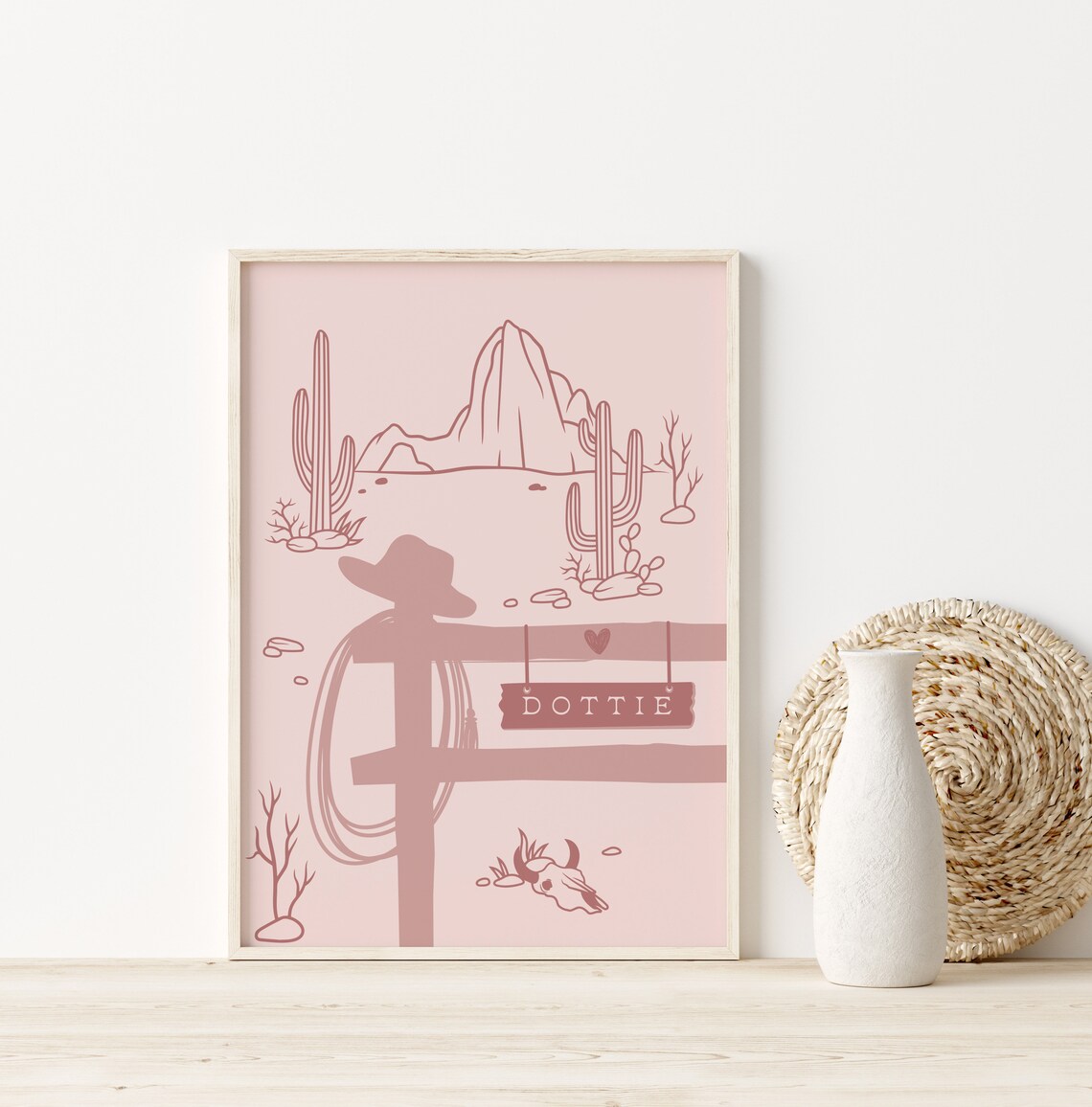 Cowgirl Desert Scene With Name Sign Cactus Ranch Nursery Decor Poster - Image 4